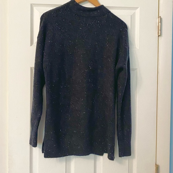 LOFT Speckled Navy Mock Neck Sweater - Picture 3 of 5